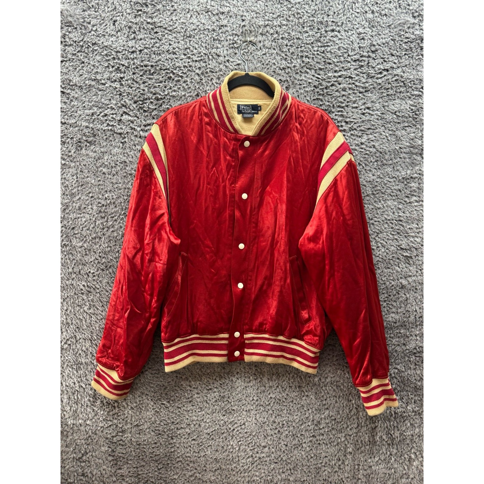 Vintage Polo Ralph Lauren Polo Ball Satin Rally Jacket Red Mens Size Xl